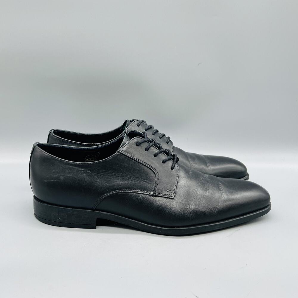 Paul Smith Shoes Mens 9 Black Leather Derby Oxford Dress Almond Toe Classic